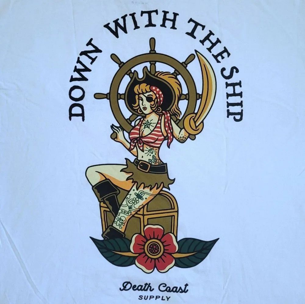 Death☠️ Coast Supply "Down⬇️ With This Ship🚢" Graphic Tee👕 - NWOT - Picture 9 of 12